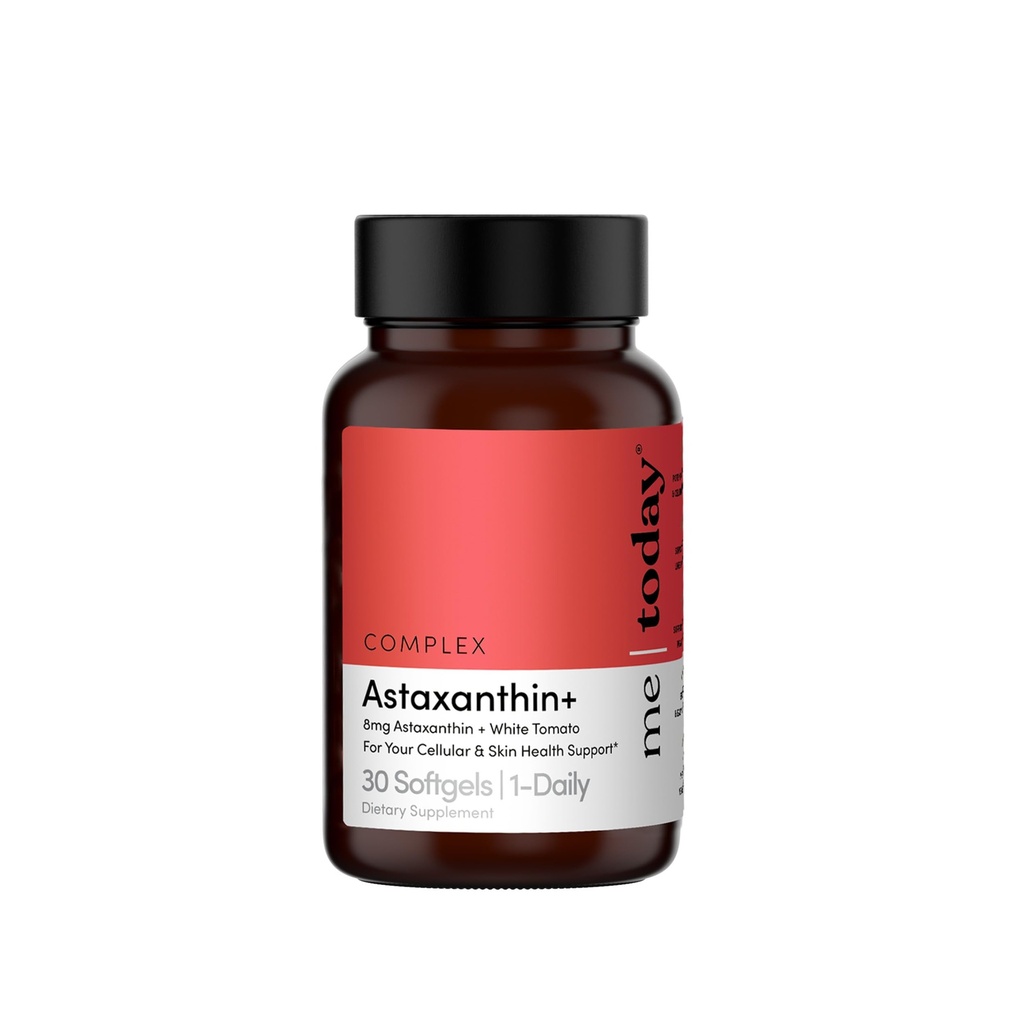 Me today Complex Astaxanthin+ 8mg Supplement - Ισχυρή Αντιοξειδωτική Υποστήριξη Softgels - Φυσική Υγεία του δέρματος & Κυτταρικό Wellness Complex με εκχύλισμα λευκής ντομάτας - 30 εξυπηρετήσεις