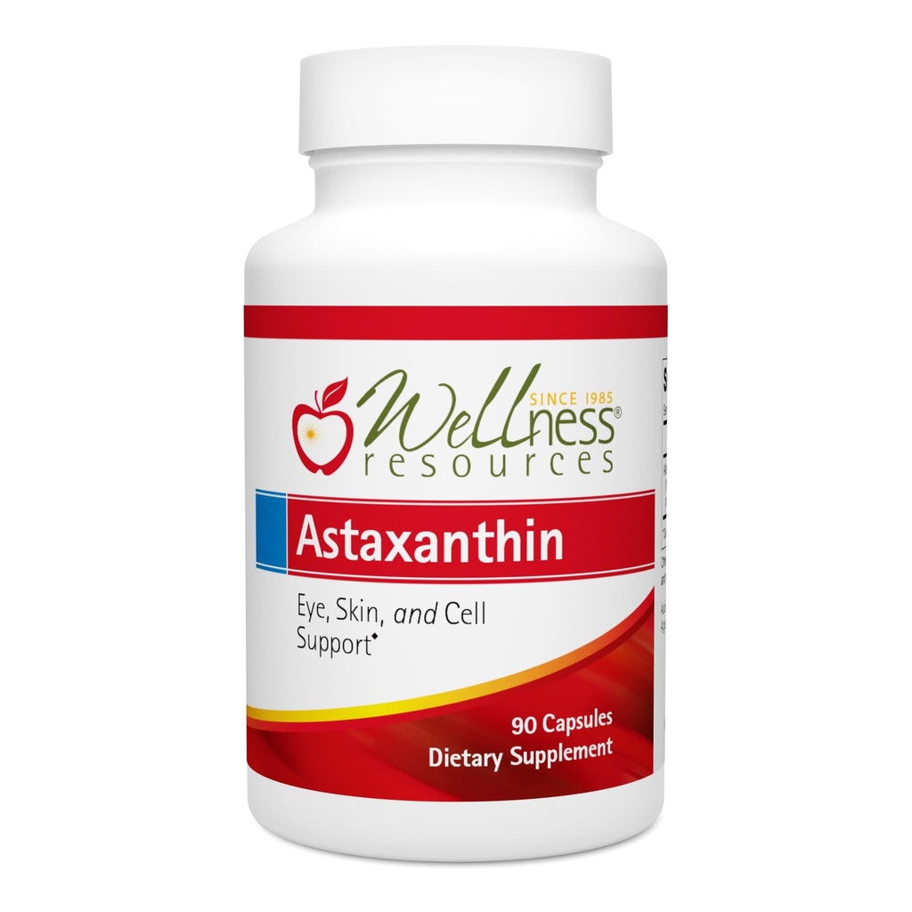 Wellness Resources Astaxanthin 6 mg | Wholefood Microalgae Haematococcus Pluvialis | High Potency Whole Algae Astapure | Astaxanthin Nutritional Supplement | 90 Capsules
