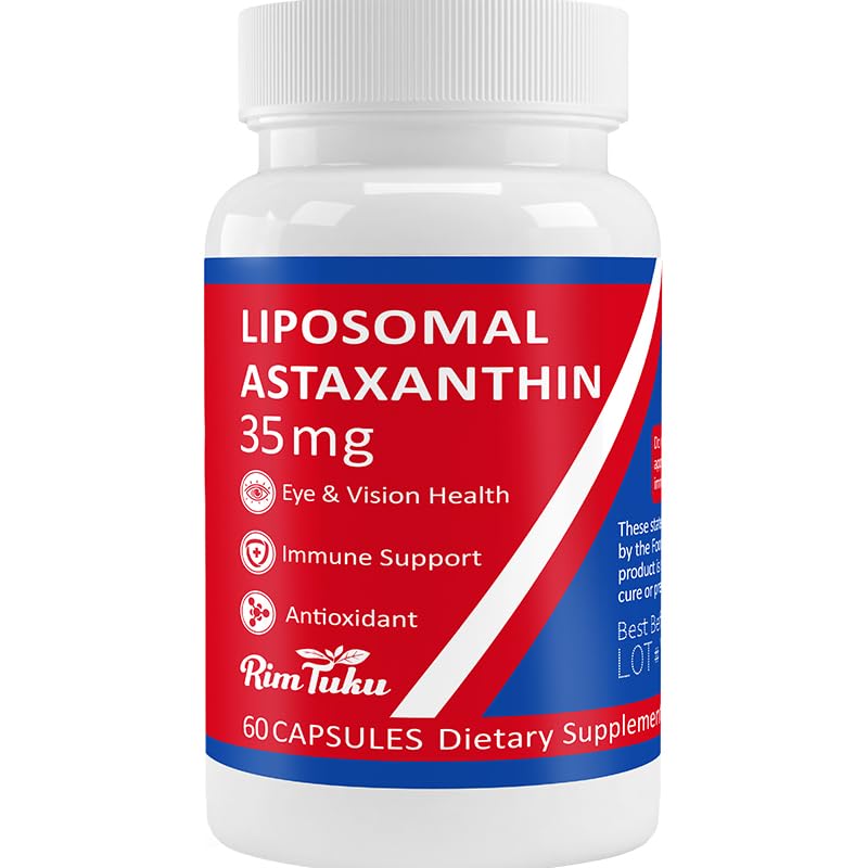 35mg Liposomal Astaxanthin Supplement - Powerful Antioxidant Support for Skin, Joint & Eye Health - Natural Anti-Aging Formula with Pure Astaxanthin - Vegan, Non-GMO, 60 Capsules