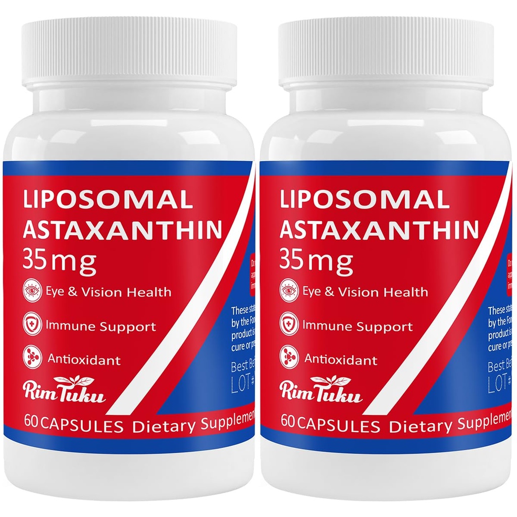 35mg συμπλήρωμα λιποσωμικής ασταξανθίνης - Ισχυρή αντιοξειδωτική υποστήριξη για το δέρμα, κοινή & οφθαλμική υγεία - Φυσική φόρμουλα κατά της γήρανσης με καθαρή ασταξανθίνη - Vegan, μη ΓΤΟ, 120 κάψουλες