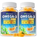 Ωμέγα-3 Gummies συμπλήρωμα για ενήλικες 40+: 1280mg Vegan Omega3 λιπαρά οξέα DHA EPA με βιταμίνη D3 K2 ψευδάργυρος κουρκουμά για τη συνολική υποστήριξη της υγείας - Fish Oil Εναλλακτική για γυναίκες άνδρες (120Count)