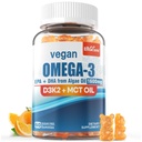 Vegan Omega 3 Gummies 1280mg + Βιταμίνη D3 K2 (MK7), Ωμέγα 3 Fish Oil Εναλλακτική για ενήλικες, w/Algae EPA 600mg & DHA 400mg, MCT Oil - Δεν Fish Taste - για τον εγκέφαλο, μάτι, ανοσοποιητική υγεία, ζάχαρη δωρεάν, 1 συσκευασία