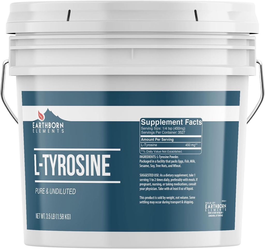 Earthborn Στοιχεία L-Τυροσίνη 1 Gallon Bucket, καθαρό & μη αραιωμένο, Διαιτητικό συμπλήρωμα σκόνη