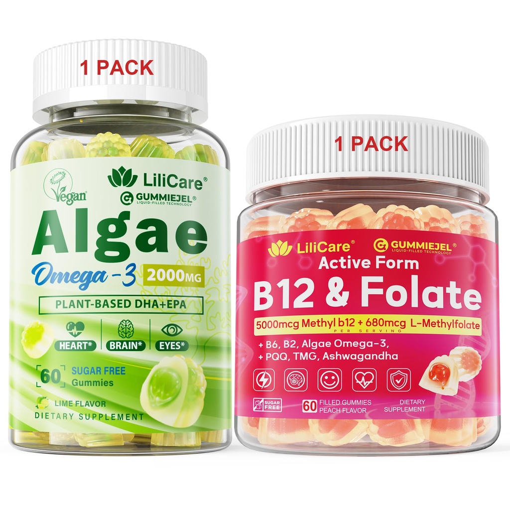 Πακέτο: Algae Omega 3 Gummies 1 Συσκευασία & Methyl B12 + L-Methylfolate Gummies 1 Συσκευασία