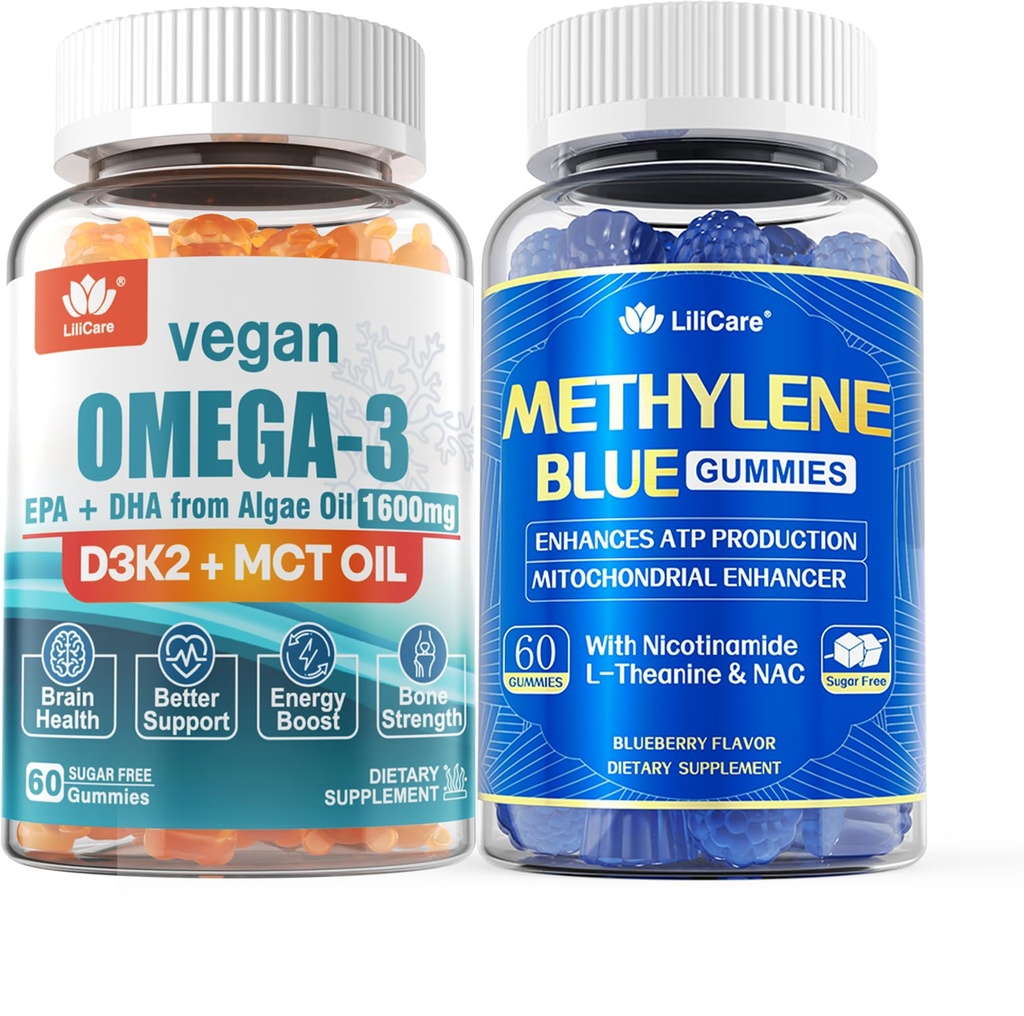 Vegan Omega 3 Gummies 1280mg + Μπλε μεθυλένιο για τον άνθρωπο