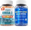 Vegan Omega 3 Gummies 1280mg + Methylene Blue Gummies for Human