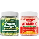 Nextdia Vegan Omega 3 Gummies + Ολόκληρα τρόφιμα Βιταμίνη C Gummies για ενήλικες & παιδιά