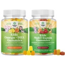 Παίδων DHA Omega 3 Gummies - Λιπαρά Οξέα Ωμέγα 3 6 9 για τον εγκέφαλο, την ανοσοενίσχυση & την όραση και το φυτό με βάση τα παιδιά πολυβιταμίνες Gummies με βιταμίνες A C D3 E B και ψευδάργυρο για την υποστήριξη της ασυλίας