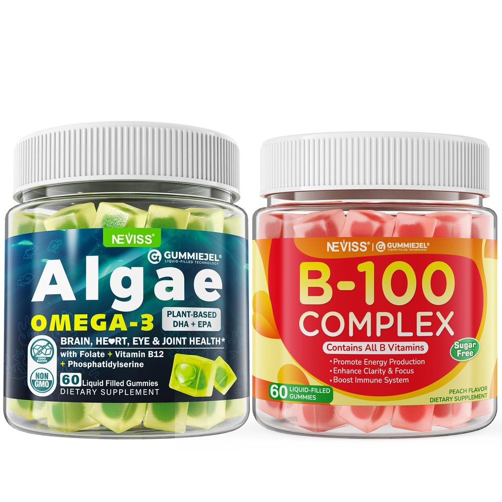 Ωμέγα Vegan 3 Gummies+ Βιταμίνη B100 Σύμπλεγμα Gummies