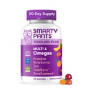 SmartyPants Toddler Multivitamin Gummies, Omega 3 (DHA/EPA), Βιταμίνες D3, C, Βιταμίνη B12, B6, A, K & Zinc, Βιοτίνη, Χωρίς γλουτένη, Τρεις Γεύσεις Φρούτων, 60 Count (30 Day Supply)