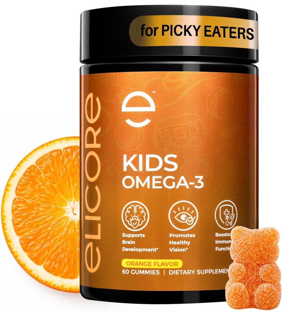 Premium Παιδιά Ωμέγα 3 Gummies – Orange Flavor Fish Oil για τα παιδιά – Ωμέγα 3 Gummies για τα παιδιά – Δεν Ψάρια Burps – Εγκέφαλος, μάτι & ανοσοποιητική υποστήριξη – 2 Μήνες προσφοράς