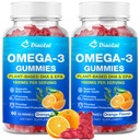 2 Συσκευασία Vegan Omega-3 Gummies για ενήλικες – Χωρίς ζάχαρη, Algae με βάση DHA 600mg & EPA 300mg, με Βιταμίνες A, C, E, Ψευδάργυρος – Ωμέγα 3 Fish Oil Εναλλακτική, 120 Count