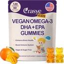 Omega 3 Gummies για παιδιά & εφήβους - χωρίς ζάχαρη Omega DHA & EPA συμπλήρωμα Gummy για παιδιά εγκέφαλο και ανοσία - Όχι ψάρια Burps, Vegan - 120 Gummies
