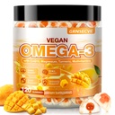 Vegan Omega-3 Gummies - Fish Oil Omega 3 Συμπληρώματα Εναλλακτική για Ενήλικες - Algae DHA 600mg & EPA 400mg, Βιταμίνη D3 K2 - Δεν Fish Taste - για τον εγκέφαλο, μάτι, ανοσοποιητική υποστήριξη - Χωρίς ζάχαρη,120 κόμης