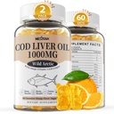 Λάδι Συκώτι 1000mg Gummies για Ενήλικες & Παιδιά, με Βιταμίνη Α & D3 - Συμπλήρωμα Ωμέγα 3 Fish Oil - DHA 360mg & EPA 240mg για Εγκεφαλική, Οστική, Οφθαλμική & Ανοσολογική Υγεία, Χωρίς Ζάχαρη, 120 Count