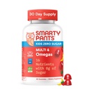 SmartyPants Kids Zero Sugar Multivitamin Gummies: Ωμέγα-3, Βιταμίνες D, C, A, Plant-based, Gluten Free, Φράουλα Μπανάνα Γεύση, 60 Count (30 Day Supply)