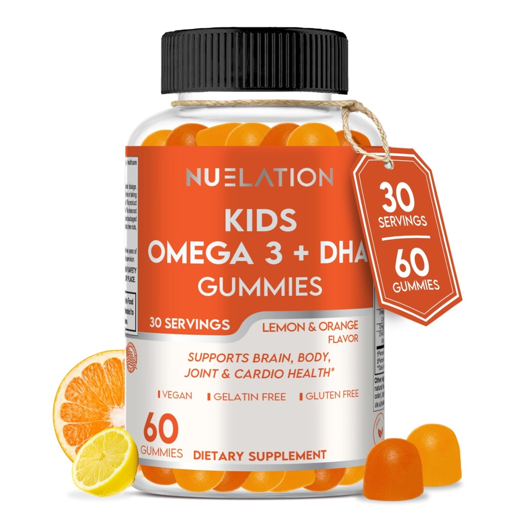 Vegan Omega 3 Gummies for Kids with DHA, Plant Based, 30 Servings, 60 Ct. Gelatin Free, Gluten Free, Μη ΓΤΟ Omega 3 Supplement. Παιδιά & Τόντλερ DHA Gummies για την υποστήριξη εγκεφάλου, ματιών, καρδιάς και ανοσοποιητικών