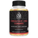 Halal Omega 3 6 9 + DHA Gummies for Adults | Supports Eyes, Brain, Immune & Heart Health | Vegetarian & Gluten Free| Vitamin C, Essential Fatty Acids & Plant-Based | 60 Count
