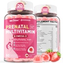 Προγεννητικές βιταμίνες για γυναίκες Gummies, Methylfolate 1mg, Vegan Omega 3 DHA 800mg, Iron, Choline, Iodine, Vitamin D3 B6 B12 - Πολυβιταμίνη για γυναίκες πριν, κατά τη διάρκεια και μετά την εγκυμοσύνη, Χωρίς ζάχαρη, 60 Count