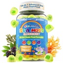 Sea Moss + Elderberry Gummies for Kids & Adults, 19-IN-1 Super Food with Spirulina, Algae Omega 3, Algae Calcium, Ashwagandha, Mushroom, Vitamins D3, C for Immune, Gut, Bone, Energy, Brain,Vegan 60Cts