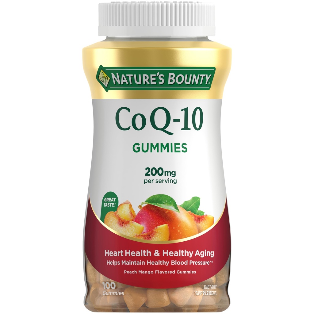 Bounty CoQ10 Gummies της φύσης, υποστηρίζει την υγεία της καρδιάς, CoQ10 200mg, Ροδάκινο Mango Γεύση, 100 Συμβούλιο