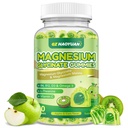 Γλυκινικό μαγνήσιο Glycinate Gummies for Kids & Adults - Χωρίς ζάχαρη Μαγνήσιο Μηλικό με L-Θεανίνη, Omega-3, Βιταμίνη D3, B6, B12, C- Ύπνο, ηρεμία, χαλάρωση, εγκέφαλος, οστά, πράσινο μήλο & ακτινίδια,60ct