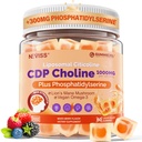 Citicoline 1000mg & Phosphatidylserine 300mg Συμπληρώματα CDP Choline Gummies, Συμπλήρωμα εγκεφάλου για τη μνήμη και εστίαση w/ Mane Mushroom Lion, Omega-3, Methylfolate, B6 & B12, Non-GMO, Sugar Free,60ct
