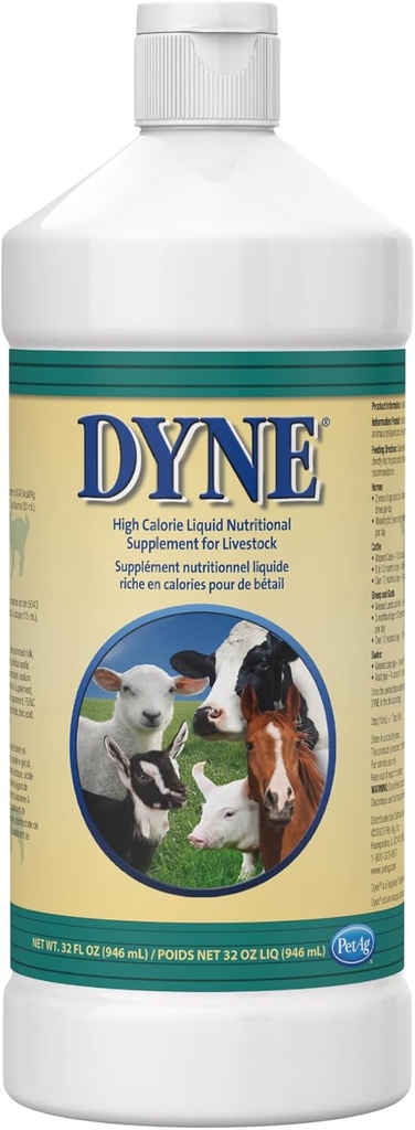 PetAg Dyne High Calorie Liquid Nutritional Supplement for Livestock - 32 oz - Περιλαμβάνει Προστιθέμενες Βιταμίνες - Εξαιρετικό για Υποζύγια, Στρες ή Ανάκτηση Ζώων