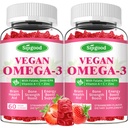 Ωμέγα-3 Gummies Poent Algae Omega Source, Boost Brain, Eye & Immune Function, with DHA and EPA Vegan & Sugar Free, Φράουλα Γεύση, 120 Count