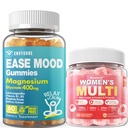 Χωρίς ζάχαρη Μαγνήσιο Γλυκινικό Gummies 400mg με Ashwagandha + Γυναίκες Πολυβιταμίνες Gummies w Ωμέγα-3, Ασβέστιο, Ένζυμα & Προβιοτικά