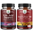 Bundle of Green Coffee Bean Extract for Uric Acid Cleanse - Κουρκουμάς Κεράσια & Σπόροι σέλινου και Ισλανδικά Wild Caught Cod Liver Oil Softgels - Fish Omega 3 EPA DHA Βιταμίνη D & A 1000mg ανά υπηρεσία