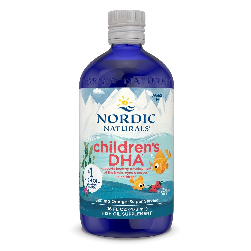 Σκανδιναβικά φυσικά Παιδιά DHA, Φράουλα - 16 oz για τα παιδιά - 530 mg Omega-3 με EPA & DHA - Ανάπτυξη & λειτουργία του εγκεφάλου - Μη-GMO - 192 Υπηρεσίες (πακέτο του 2)