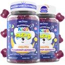 Kids Sleep Gummies NO Melatonin - Triple Magnesium Glycinate + Saffron, GABA, Berry & Nut Superfood Gummies, Sugar Free Nighttime Sleep Aid & Calm for Kids 4+ Teens, Relaxation, Brain & Muscle, 2Pack