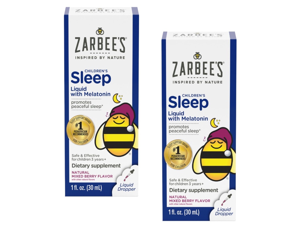 Zarbee's Naturals Children's Sleep Liquid with Melatonin Natural Berry Flavor - 1 oz, Pack of 2