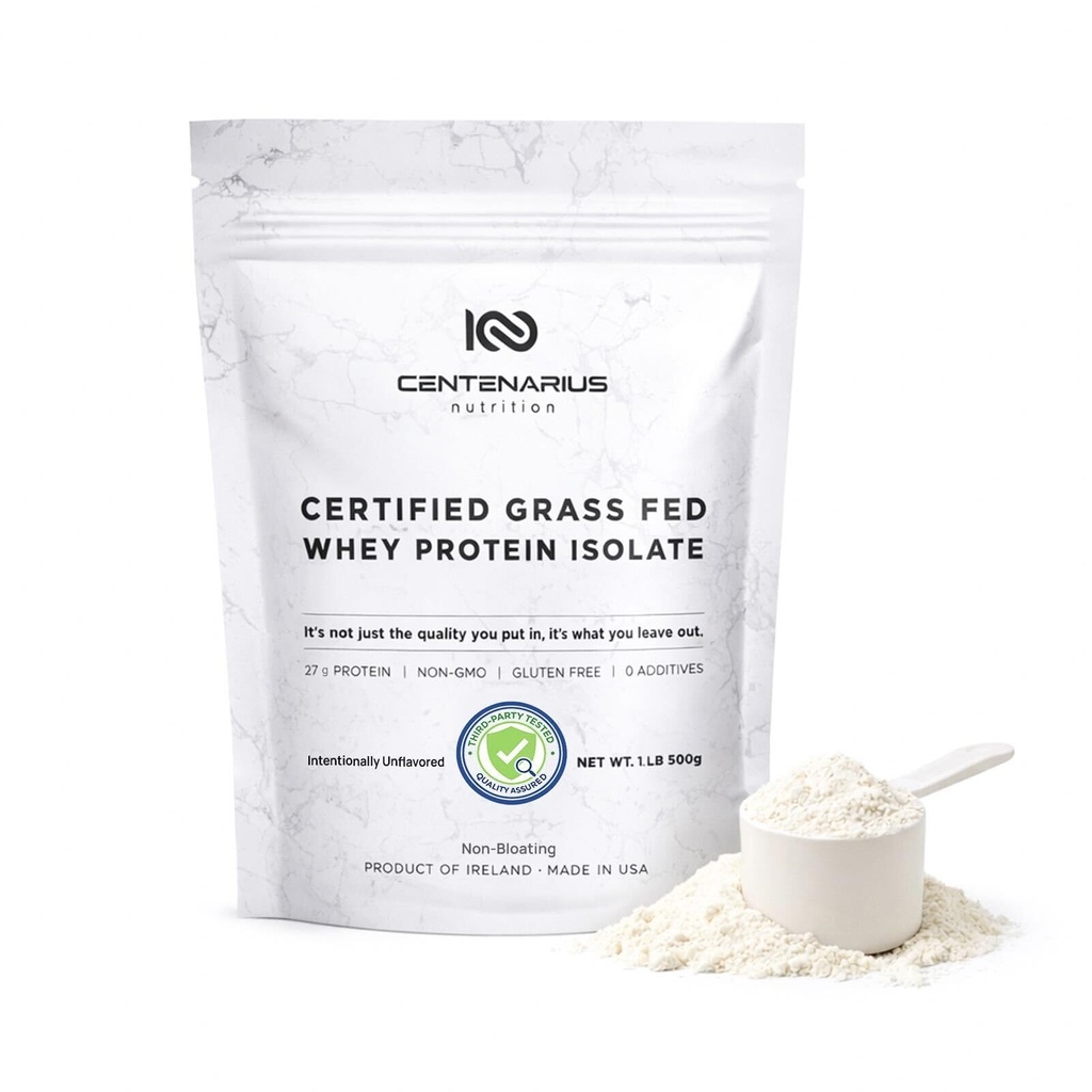 Centenarius Διατροφή Grass Fed Whey Protein Unflavored Powder 500g με φυσικά αμινοξέα για Βελτιστοποιημένη ανάπτυξη των μυών, ανάκτηση & απόδοση - κρύο-φιλτράρεται, χωρίς πρόσθετα ή ορμόνες