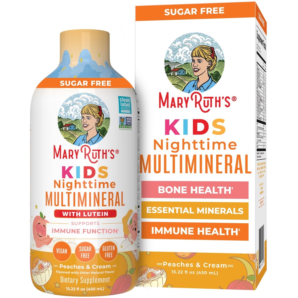Kids Liquid Nighttime Multimineral by MaryRuth's | Bone Health | Immune Function | Bedtime Supplement | Kids Vitamins | Magnesium | Vegan | Sugar Free | 30-180 Servings | 15.22 fl oz
