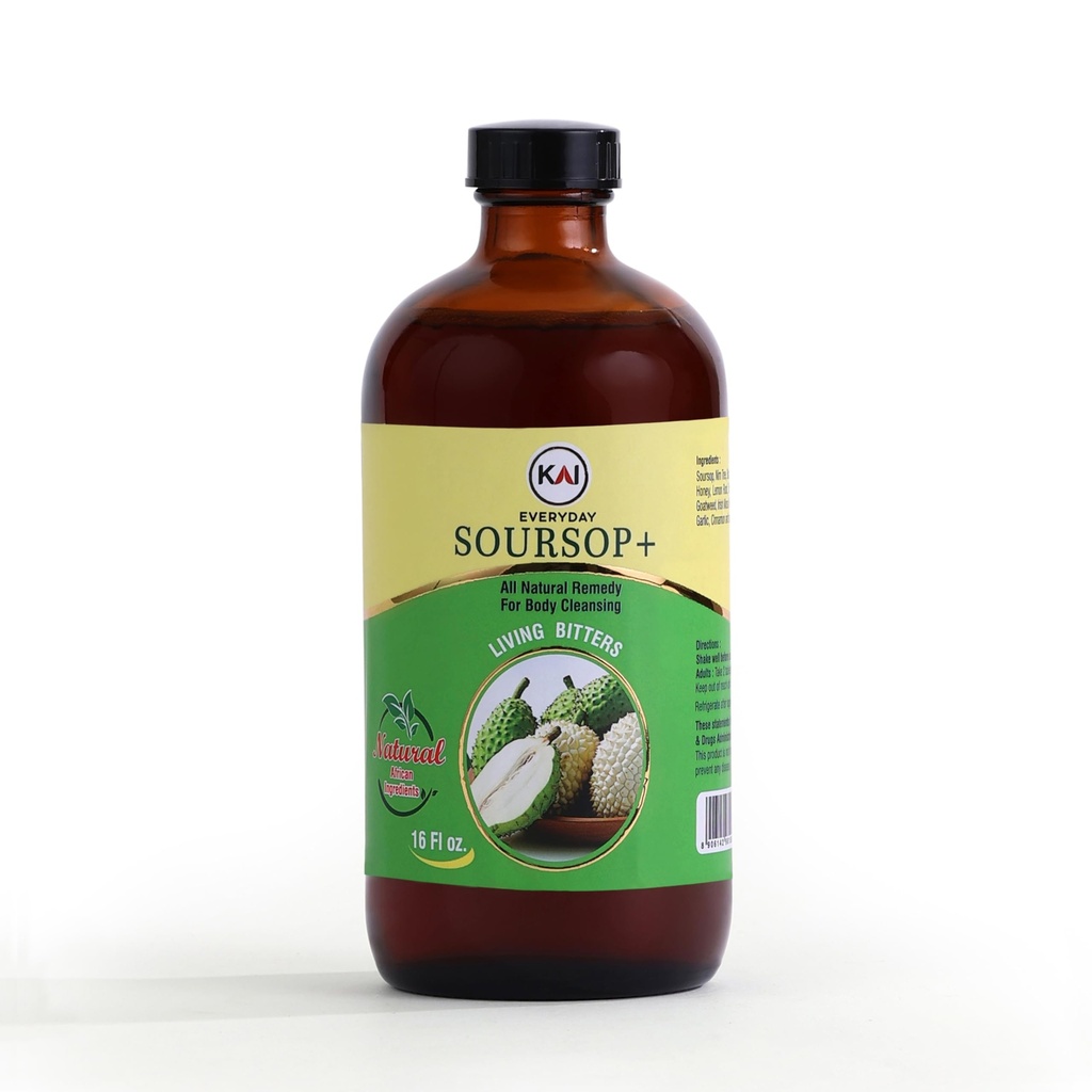Bitters Soursop Liquid, Organic GI Support Living Bitters; Με Black Seed Extract, Lemon Root & Honey, Υποστηρίζει Φυσικές Άμυνες & Ασυλία; 16 Oz (1 Pack)