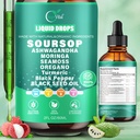 12-in-1 Soursop Bitters Liquid Drops 2000mg, Soursop Drops with Ashwagandha, Black Seed Oil, Moringa, Δείτε Moss για φυσικό αντιοξειδωτικό, υποστήριξη κυττάρων & αναγέννηση, ανοσοενισχυτικό, πλούσιο σε βιταμίνη D&C