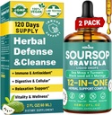 HIIHONE (2 Pack) 12-σε-1 Soursop Bitters Υγρές σταγόνες με θαλασσινό Moss, Μαύρο Λάδι Σπόρου, Moringa για την υποστήριξη & αναγέννηση κυττάρων, Ανοσία, Ήπαρ, Οπίσθιο & Αντιοξειδωτικό - 2 Fl Oz