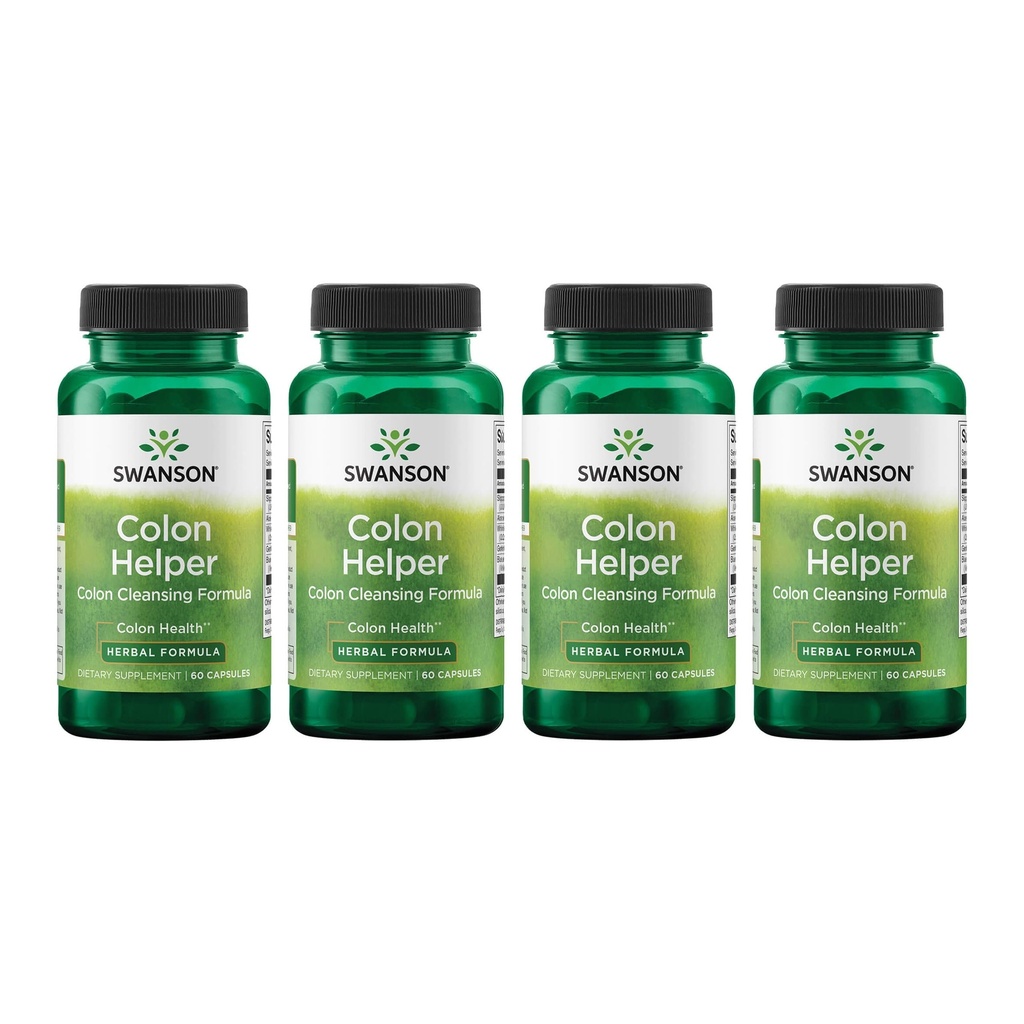 Swanson Colon Helper - Προωθεί Digestive Υγεία Χρησιμοποιώντας Vervain, Goldenseal Root, Slippery Elm Bark & More - Βότανο συμπλήρωμα Βοηθώντας Υγιεινές Αποβολές - (60 κάψουλες) (4 Pack)