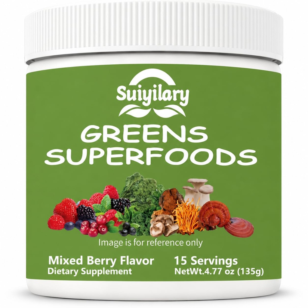 Suiyilary Greens Superfoods σε σκόνη για Digestive Health, Sugar Free Super Greens σε σκόνη, Spirulina, Chlorella για Bloating & Gut Support, Καθημερινή υποστήριξη για τις γυναίκες, Mixd Berry (15 υπηρεσίες)