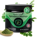 Βιολογικά Spirulina + Βιολογικά Moringa Πράσινοι σκόνη, χωρίς γλουτένη, Vegan Friendly, Detox & Digest, Superfoods 30 Σερβιέτες Made in USA