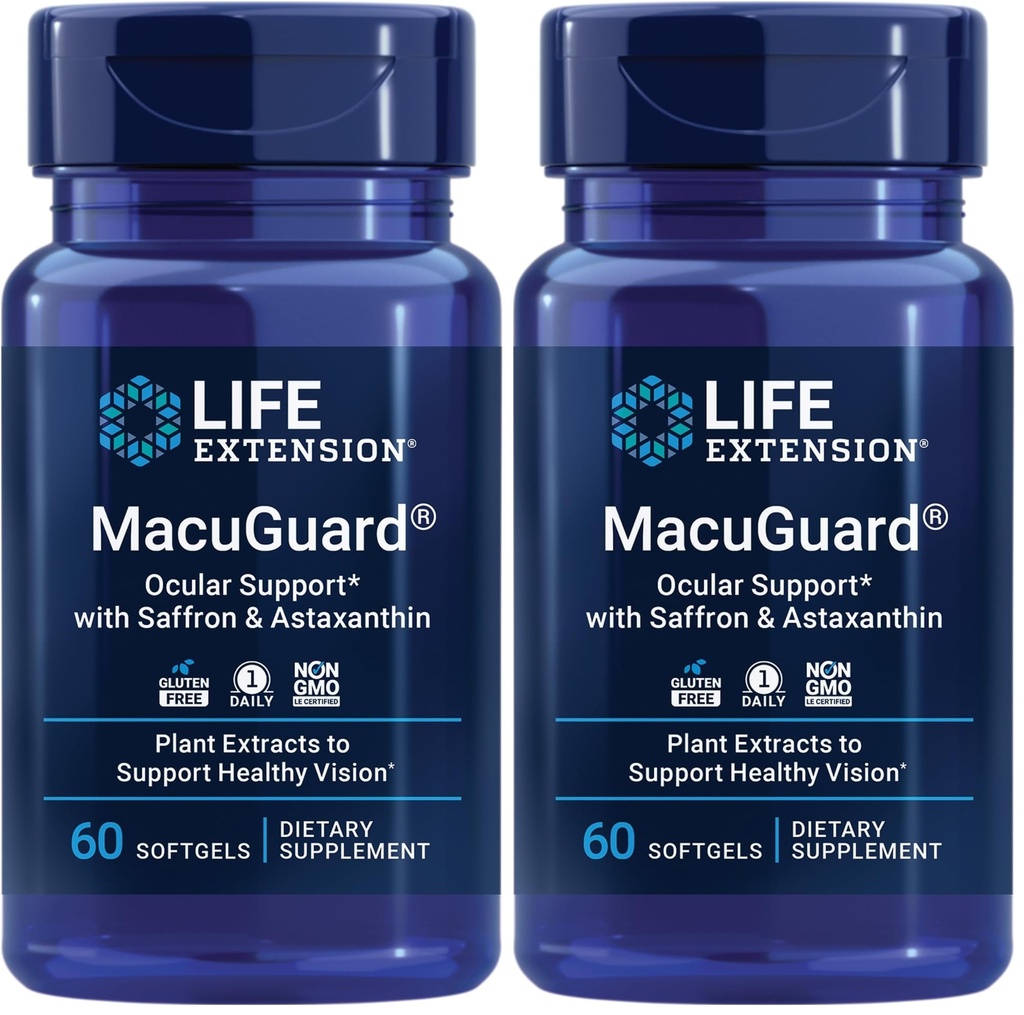 Επέκταση ζωής MacuGuard Οφθαλμική υποστήριξη με Saffron & Ασταξανθίνη – Συμπλήρωμα για την υγεία των ματιών για υγιή όραση – με λουτεΐνη, ζεαξανθίνη, μεσοζεαξανθίνη – Χωρίς γλουτένη, μη ΓΤΟ – 60 softgels