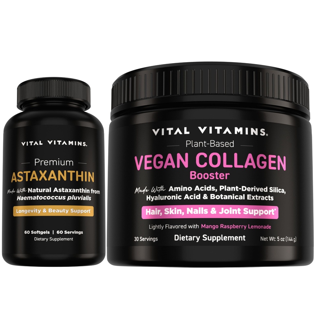 Ζωτικές βιταμίνες Ασταξανθίνη + Vegan Collagen Booster σκόνη