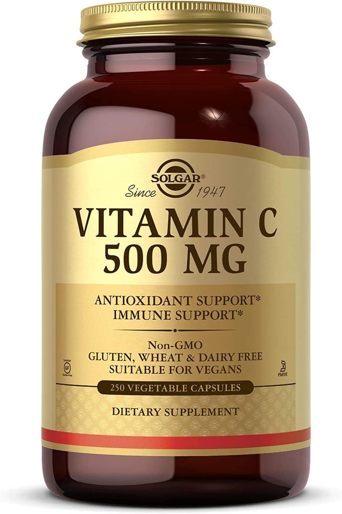 Solgar Vitamin C 500 mg, 250 κάψουλες λαχανικών - Αντιοξειδωτικό & Ανοσοποιητική Υποστήριξη - Συνολική Υγεία - Υποστηρίζει υγιή δέρμα & αρθρώσεις - Μη ΓΤΟ, Vegan, Χωρίς γλουτένη, Kosher - 250 Υπηρεσίες