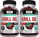 Kaya Naturals - Ανταρκτική Krill Oil 500mg με Ωμέγα 3, EPA, DHA, Φωσφολιπίδια & Ασταξανθίνη συμπλήρωμα - Εγκέφαλος & Υγεία Βιταμίνη - Αντι γήρανση συμπλήρωμα - 30 Count Softgels (πακέτο του 2)