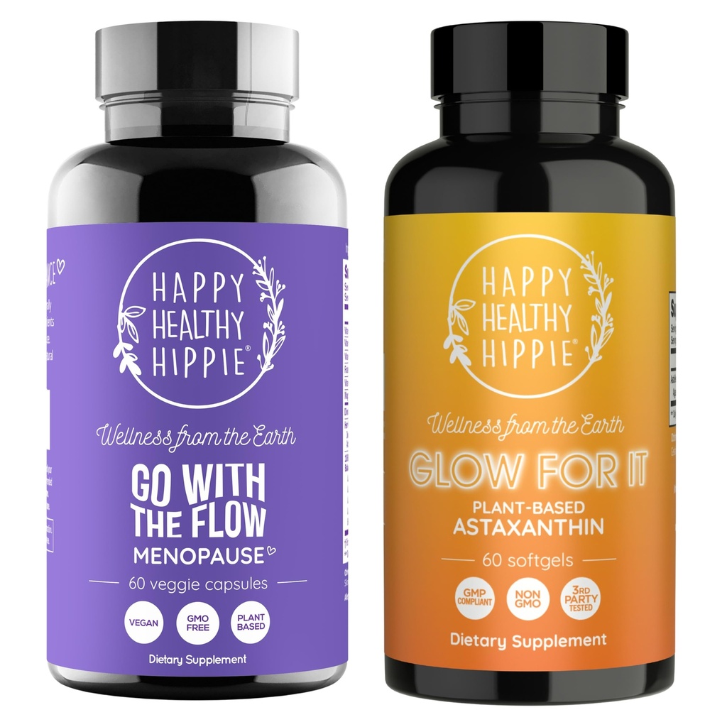 Happy Healthy Hippie Glow for It Aspaxanthin Supplement & Go with The Flow Εμμηνόπαυση Υποστήριξη