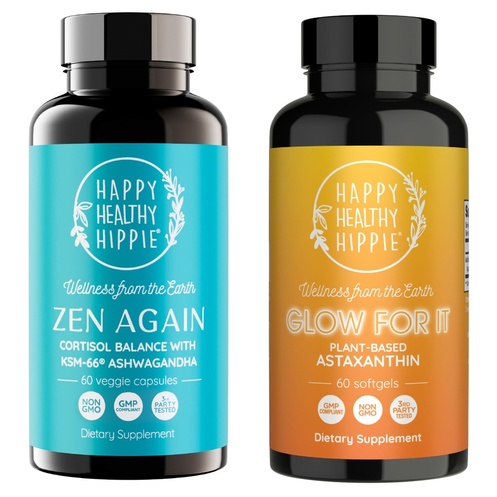Happy Healthy Hippie Glow for It Aspaxanthin Supplement & Zen Ξανά Διευθυντής Κορτιζόλης