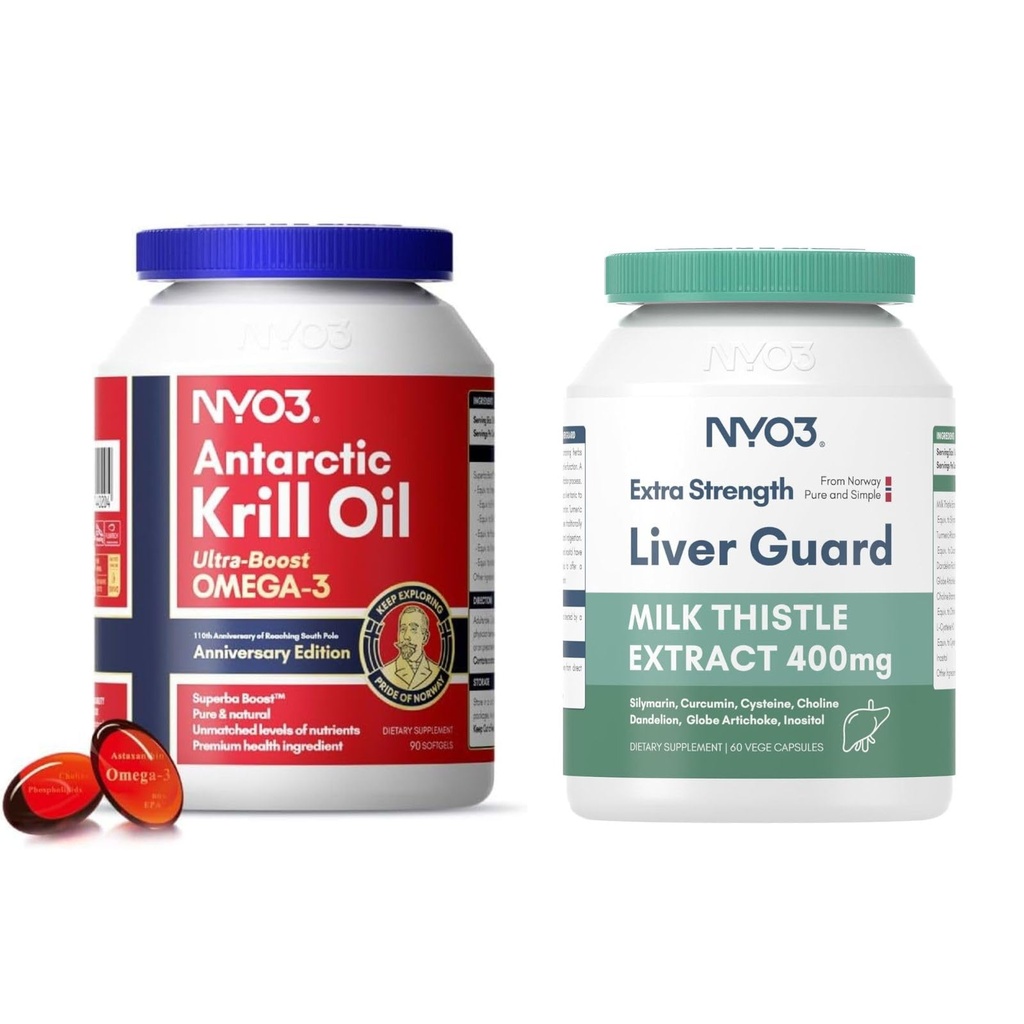 Συμπλήρωμα Omega 3 Krill Oil 1000mg και συμπλήρωμα Real Detox γάλακτος 400mg, 2 Συσκευασία