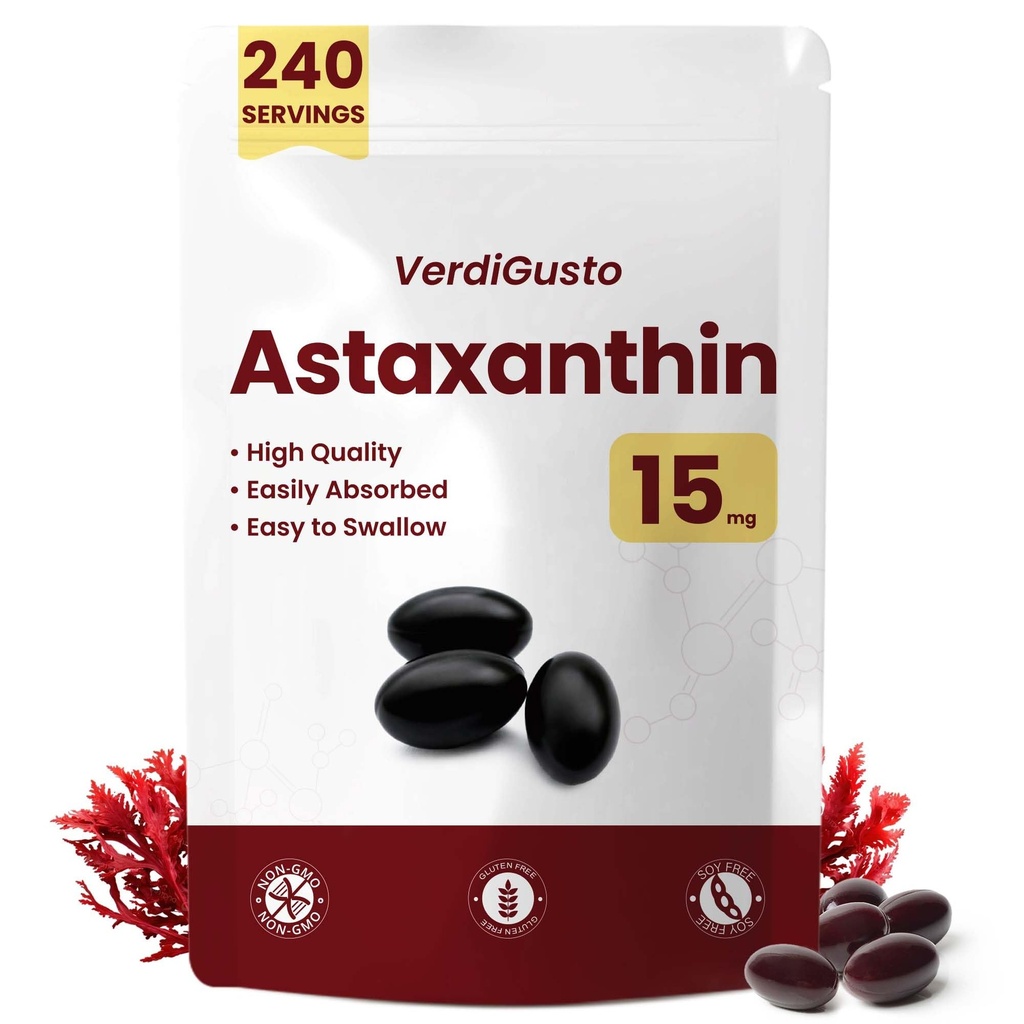 15mg Astaxanthin | 240 Softgels | Astaxanthin Supplements | 8 Month Supply | Antioxidant Support, Eye & Skin Health | Internal Circulation | Non-GMO, Gluten-Free, No Soy